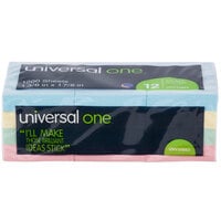 Universal UNV35663 1 1/2" x 2" Assorted Pastel Color Self-Stick Note - 12/Pack