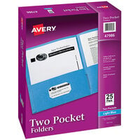 Avery® Letter Size 2-Pocket Light Blue Paper Folder - 25/Box