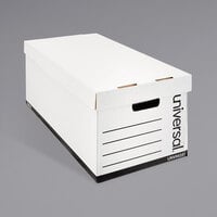 Universal UNV95220 24 inch x 12 inch x 10 inch White Letter Sized Fiberboard Storage Box with Lift-Off Lid - 12/Case