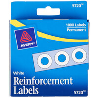 Avery® 5720 1/4" White Hole Reinforcement Label with Dispenser - 1000/Pack