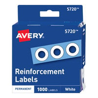 Avery® 5720 1/4" White Hole Reinforcement Label with Dispenser - 1000/Pack