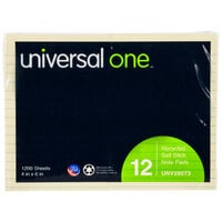 Universal UNV28073 4" x 6" Yellow Ruled Recycled Sticky Note - 12/Pack