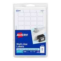Avery® 5418 1/2 inch x 3/4 inch White Rectangular Removable Write-On / Printable Labels - 1008/Pack