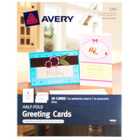 Avery® 3265 5 1/2" x 8 1/2" Printable Half-Fold Greeting Cards with Envelopes - 20/Pack