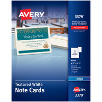 Avery® 3379 4 1/4 inch x 5 1/2 inch Printable Textured Note Cards with Envelopes - 50/Pack