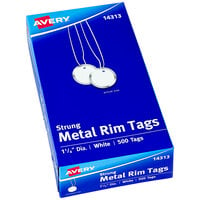 Avery® 14313 1 1/4 inch White Heavy Weight Metal Rim Tag - 500/Box