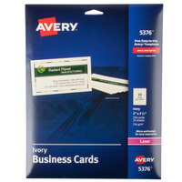 Avery 5376 2 inch x 3 1/2 inch Uncoated Ivory Microperf Business Cards - 250/Pack