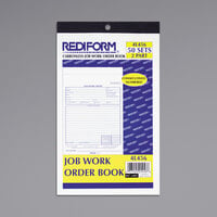 Rediform Office 4L456 5 1/2 inch x 8 1/2 inch 2-Part Carbonless Job Work Order Book with 50 Sheets