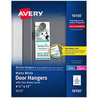 Avery® 16150 4 1/4" x 11" Printable Door Hanger with Tear-Away Cards - 80/Pack