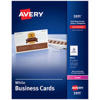 Avery 5911 2 inch x 3 1/2 inch Uncoated White Microperf Business Card - 2500/Pack