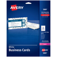 Avery 5881 2 inch x 3 1/2 inch Uncoated White Print-to-the-Edge Microperf Business Cards - 160/Pack