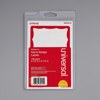 Universal UNV39115 2 1/4" x 3 1/2" White Border-Style Write-On Self-Adhesive Name Badge with Red Border - 100/Pack
