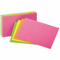 Universal UNV47257 5 inch x 8 inch Neon Glow Ruled Index Cards - 100/Pack