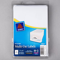 Avery® 5453 3 inch x 4 inch White Rectangular Removable Write-On / Printable Labels - 80/Pack
