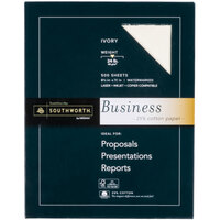 Southworth 404IC 8 1/2 inch x 11 inch Ivory Ream of 24# 25% Cotton Business Paper - 500 Sheets - 500 Sheets