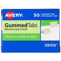 Avery 59106 1 inch x 13/16 inch Gray Reinforced Cloth Gummed Index Tabs - 50/Pack