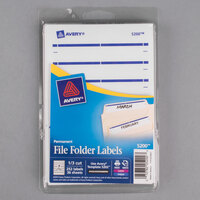 Avery® 5200 11/16 inch x 3 7/16 inch White / Dark Blue Rectangular Write-On / Printable 1/3 Cut File Folder Labels - 252/Pack