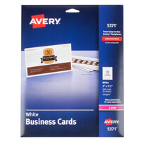 Avery 5371 2 inch x 3 1/2 inch Uncoated White Microperf Business Cards - 250/Pack
