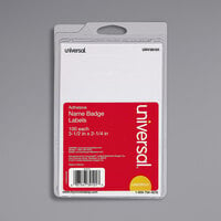 Universal UNV39101 2 1/4" x 3 1/2" White Plain Write-On Self-Adhesive Name Badge - 100/Pack