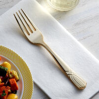 Gold Visions 7 inch Gold Look Heavy Weight Plastic Fork - 25/Pack