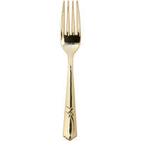 Gold Visions 7" Champagne Gold Look Heavy Weight Plastic Fork - 25/Pack