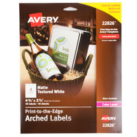 Avery® 22826 3 1/2 inch x 4 3/4 inch White Textured Matte Water-Resistant Arched Labels - 40/Pack
