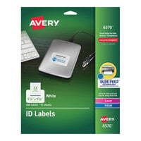 Avery® 6570 1 1/4 inch x 1 3/4 inch White Permanent ID Labels - 480/Pack