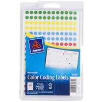 Avery® 05795 1/4 inch Assorted Colors Round Removable Write-On Color Coding Labels - 768/Pack