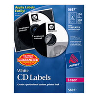 Avery® 5697 Matte White CD / DVD Labels - 250/Box