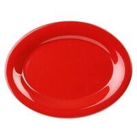 Thunder Group CR209PR 9 1/2 inch x 7 1/4 inch Oval Pure Red Platter - 12/Pack