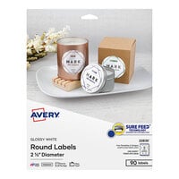 Avery® 22830 2 1/2" True Print White Glossy Round Print-to-the-Edge Labels - 90/Pack