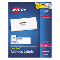 Avery® 5962 1 1/3 inch x 4 inch Easy Peel White Mailing Address Labels - 3500/Box
