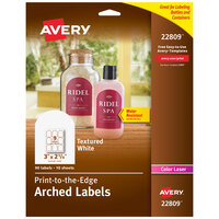 Avery® 22809 2 1/4 inch x 3 inch White Textured Matte Water-Resistant Arched Labels - 90/Pack