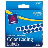 Avery® 5793 1/4 inch Blue Round Permanent Write-On Color Coding Labels - 450/Pack