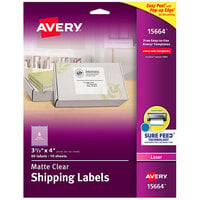 Avery® 15664 Easy Peel 3 1/3 inch x 4 inch Matte Clear Laser Printer Shipping Labels - 60/Pack