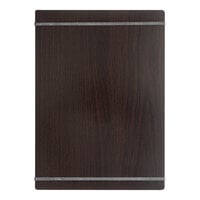 Choice 9" x 12 1/2" Dark Wood Color Menu Holder / Presenter with Straps