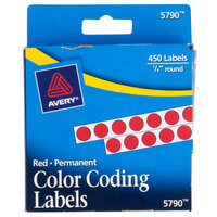 Avery® 05790 1/4 inch Red Round Permanent Write-On Color Coding Labels - 450/Pack
