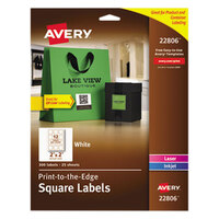 Avery® 22806 Easy Peel 2 inch x 2 inch White Square Print-to-the-Edge Labels - 300/Pack