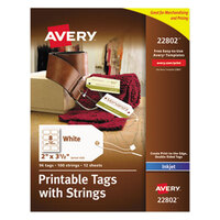 Avery® 22802 2 inch x 3 1/2 inch Printable Tags with Strings - 96/Pack