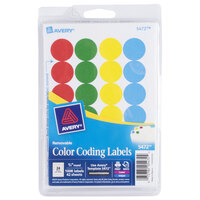 Avery® 5472 3/4 inch Assorted Colors Round Removable Write-On / Printable Labels - 1008/Pack
