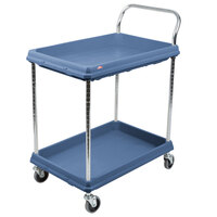 Metro BC2030-2DMB Utility Cart with Two Deep Ledge Shelves and Microban Protection 32 3/4 inch x 21 1/2 inch Slate Blue