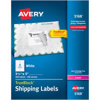 Avery® 5168 TrueBlock 3 1/2 inch x 5 inch White Shipping Labels - 400/Box