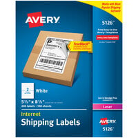 Avery® 5126 5 1/2" x 8 1/2" White Shipping Labels - 200/Box