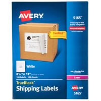 Avery® 5165 8 1/2" x 11" White Full Sheet Shipping Labels - 100/Box