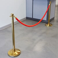 Lancaster Table & Seating Red 8' Stanchion Rope with Gold Ends for Rope Style Crowd Control / Guidance Stanchion