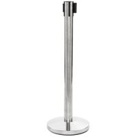 Lancaster Table & Seating Stainless Steel Silver 36 inch Crowd Control / Guidance Stanchion with 78 inch Retractable Belt