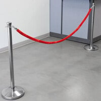 Lancaster Table & Seating Red 8' Stanchion Rope with Silver Ends for Rope Style Crowd Control / Guidance Stanchion