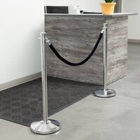 Lancaster Table & Seating Black 5' Stanchion Rope with Silver Ends for Rope Style Crowd Control / Guidance Stanchion