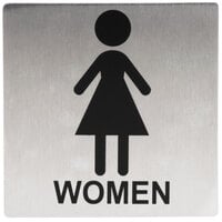 Tablecraft B11 Women's Restroom Sign - Stainless Steel, 5 inch x 5 inch