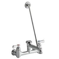 Regency Wall Mounted Mop Sink Faucet with 6 1/2" Swing Spout, 8" Centers, and Vacuum Breaker